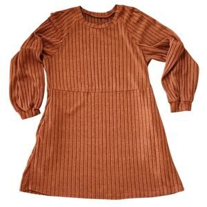 Burnt orange women's 1 XL crew neck,empire waist,ribbed neck tunic top